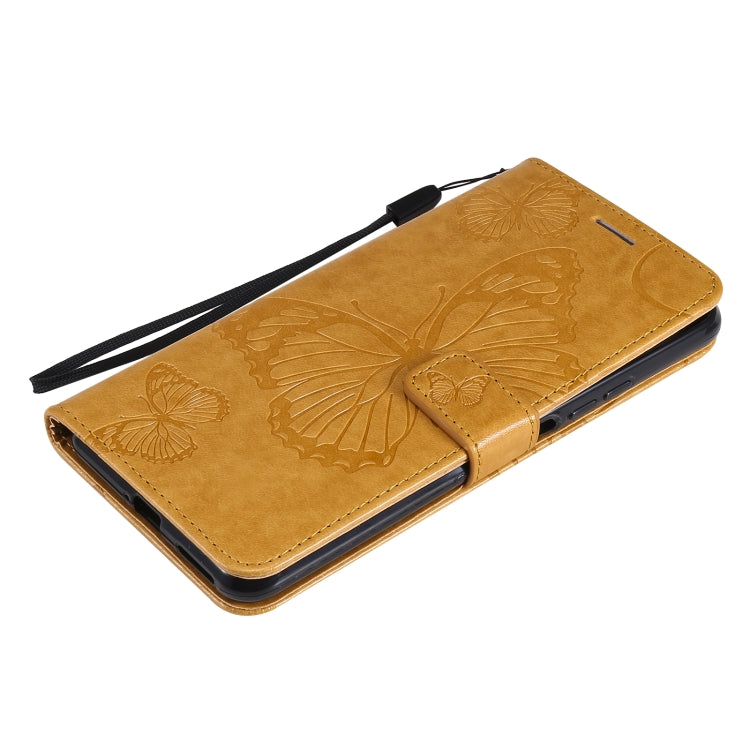 For Xiaomi Mi 11 Lite Pressed Printing Butterfly Pattern Horizontal Flip PU Leather Case with Holder & Card Slots & Wallet & Lanyard(Yellow) by buy2fix