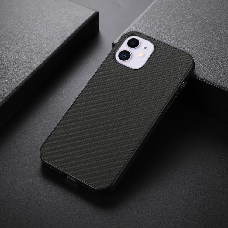 For iPhone 11 Carbon Fiber Skin PU + PC + TPU Shockprof Protective Case (Black) by buy2fix