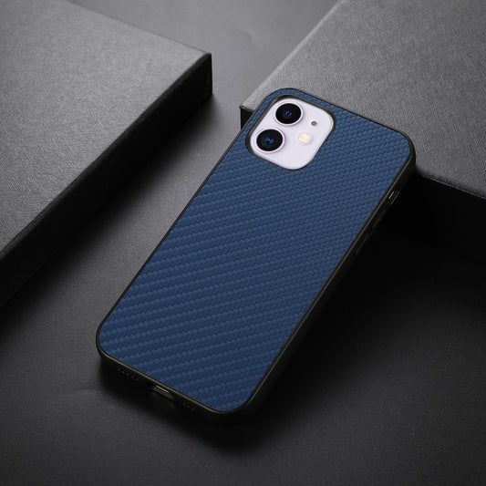 For iPhone 11 Carbon Fiber Skin PU + PC + TPU Shockprof Protective Case (Blue) by buy2fix