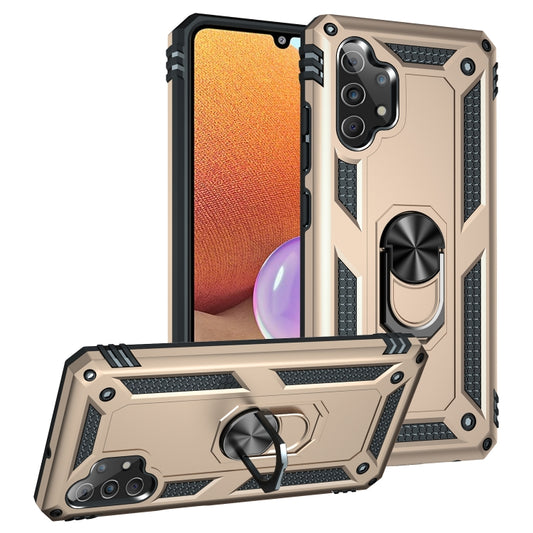 For Samsung Galaxy A32 4G Shockproof TPU + PC Protective Case with 360 Degree Rotating Holder(Gold) by buy2fix