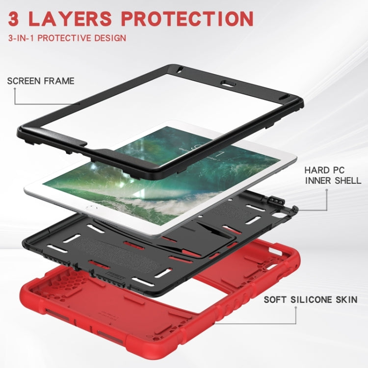 3-Layer Protection Screen Frame + PC + Silicone Shockproof Combination Case with Holder For iPad 9.7 (2018) / (2017) / Air 2 / Pro 9.7(Red+Black) by buy2fix