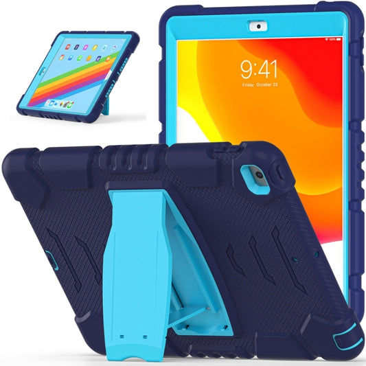 For iPad 10.2 2021 / 2020 / 2019 3-Layer Protection Screen Frame + PC + Silicone Shockproof Combination Case with Holder(NavyBlue+Blue) by buy2fix