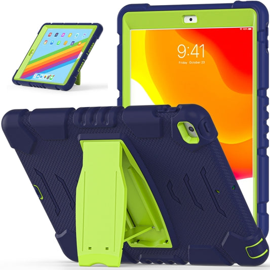 For iPad 10.2 2021 / 2020 / 2019 3-Layer Protection Screen Frame + PC + Silicone Shockproof Combination Case with Holder(NavyBlue+Lime) by buy2fix