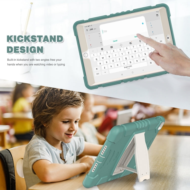For iPad 10.2 2021 / 2020 / 2019 3-Layer Protection Screen Frame + PC + Silicone Shockproof Combination Case with Holder(Emerald Green) by buy2fix