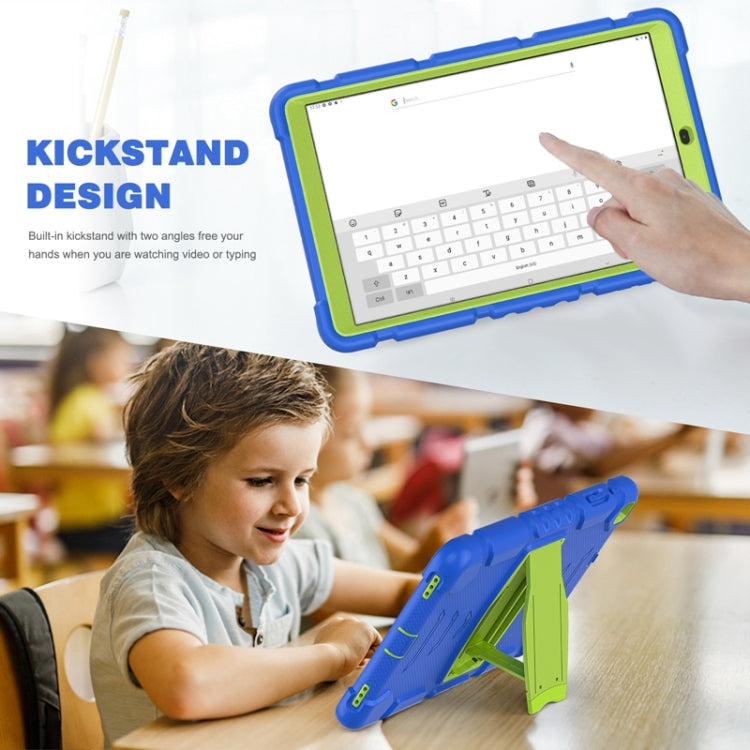 For Samsung Galaxy Tab A 10.1 (2019) T510 3-Layer Protection Screen Frame + PC + Silicone Shockproof Combination Case with Holder(Blue+Lime) - Tab A 10.1 (2019) T510 / T515 by buy2fix | Online Shopping UK | buy2fix
