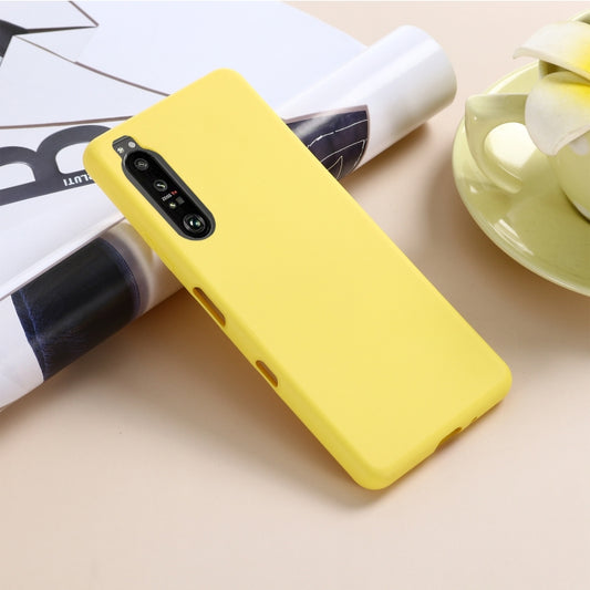 For Sony Xperia 1 III Pure Color Liquid Silicone Shockproof Full Coverage Case(Yellow) by buy2fix
