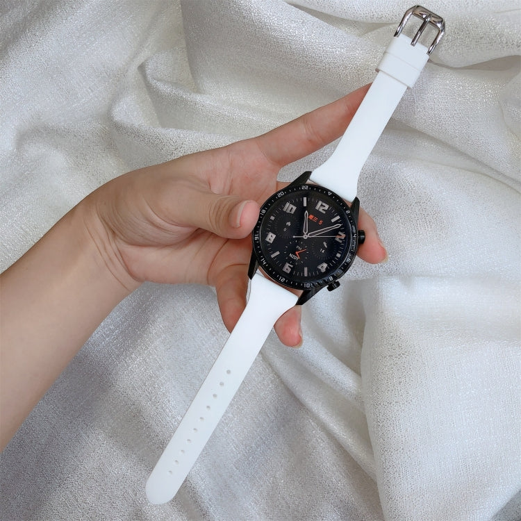 20mm T-shaped Buckle Silicone Watch Band(White) - 20mm Bands by buy2fix | Online Shopping UK | buy2fix