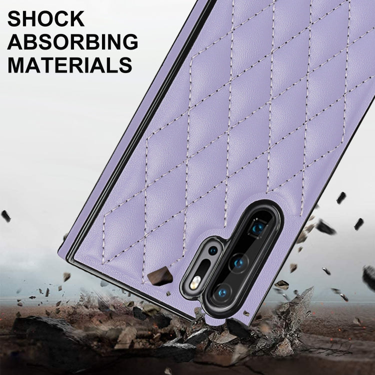 For Huawei P30 Pro Elegant Rhombic Pattern Microfiber Leather +TPU Shockproof Case with Crossbody Strap Chain(Purple) - Huawei Cases by buy2fix | Online Shopping UK | buy2fix