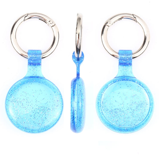 Anti-scratch Clear TPU Shockproof Protective Cover Case with Keychain Hook Loop For AirTag( Glitter Powder Blue) by MOMAX