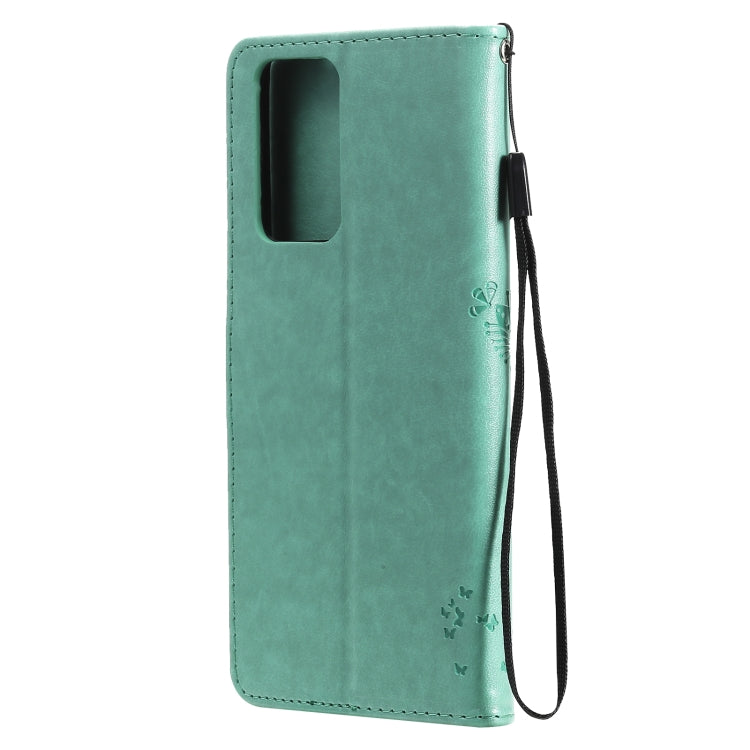 For Xiaomi Redmi Note 10 Pro Tree & Cat Pattern Pressed Printing Horizontal Flip PU Leather Case with Holder & Card Slots & Wallet & Lanyard(Green) - Xiaomi Cases by buy2fix | Online Shopping UK | buy2fix