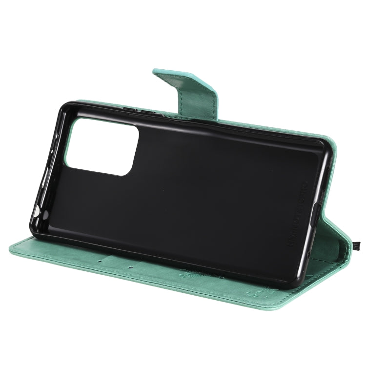 For Xiaomi Redmi Note 10 Pro Tree & Cat Pattern Pressed Printing Horizontal Flip PU Leather Case with Holder & Card Slots & Wallet & Lanyard(Green) - Xiaomi Cases by buy2fix | Online Shopping UK | buy2fix