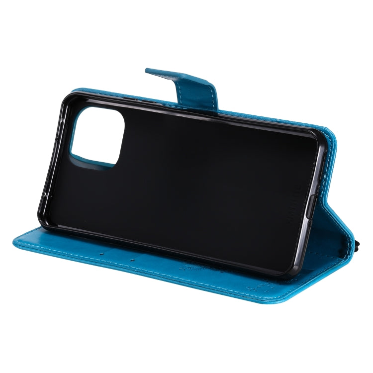 For Xiaomi Mi 11 Lite 5G Tree & Cat Pattern Pressed Printing Horizontal Flip PU Leather Case with Holder & Card Slots & Wallet & Lanyard(Blue) by Diaobaolee