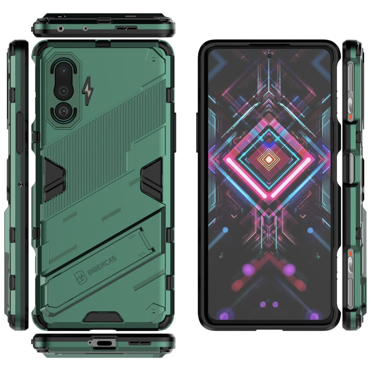 For Xiaomi Redmi K40 Gaming Punk Armor 2 in 1 PC + TPU Shockproof Case with Invisible Holder(Green) - Xiaomi Cases by buy2fix | Online Shopping UK | buy2fix