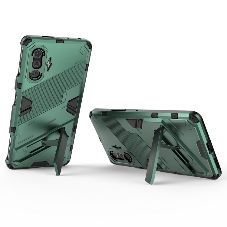 For Xiaomi Redmi K40 Gaming Punk Armor 2 in 1 PC + TPU Shockproof Case with Invisible Holder(Green) - Xiaomi Cases by buy2fix | Online Shopping UK | buy2fix