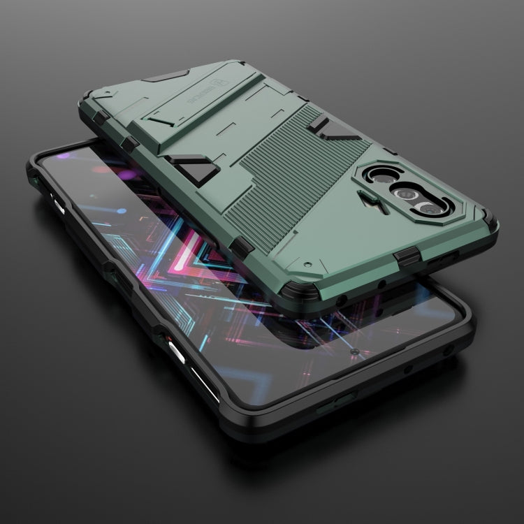 For Xiaomi Redmi K40 Gaming Punk Armor 2 in 1 PC + TPU Shockproof Case with Invisible Holder(Green) - Xiaomi Cases by buy2fix | Online Shopping UK | buy2fix