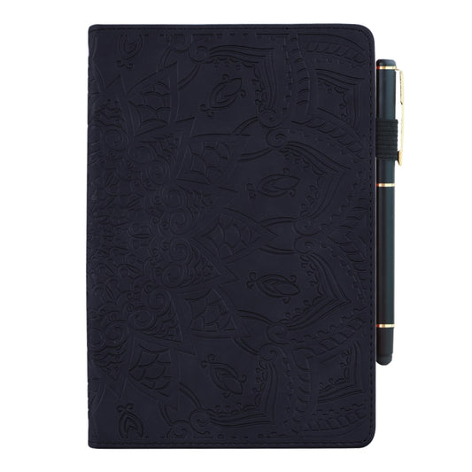 For iPad Pro 9.7 inch Calf Pattern Double Folding Design Embossed Leather Case with Holder & Card Slots & Pen Slot & Elastic Band(Black) by buy2fix