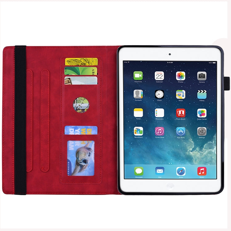 For iPad Pro 9.7 inch Calf Pattern Double Folding Design Embossed Leather Case with Holder & Card Slots & Pen Slot & Elastic Band(Red) - iPad Pro 9.7 inch Cases by buy2fix | Online Shopping UK | buy2fix