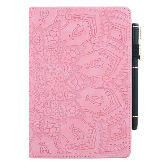 For iPad Pro 9.7 inch Calf Pattern Double Folding Design Embossed Leather Case with Holder & Card Slots & Pen Slot & Elastic Band(Pink) by buy2fix
