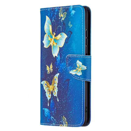 For Samsung Galaxy A22 5G Colored Drawing Horizontal Flip Leather Case with Holder & Card Slots & Wallet(Gold Butterflies) by buy2fix