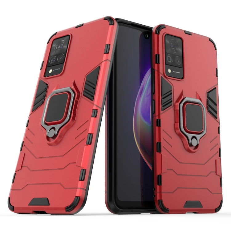 For vivo V21 Shockproof PC + TPU Protective Case with Magnetic Ring Holder(Red) - vivo Cases by buy2fix | Online Shopping UK | buy2fix