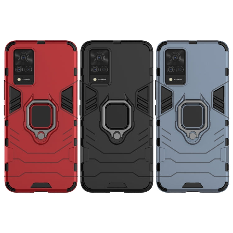 For vivo V21 Shockproof PC + TPU Protective Case with Magnetic Ring Holder(Black) by buy2fix