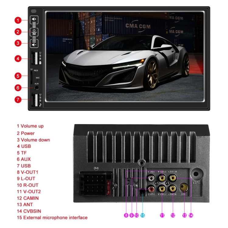 A2821 Car 7 inch Screen HD MP5 Player, Support Bluetooth / FM with Remote Control, Style:Standard - Car MP3 & MP4 & MP5 by buy2fix | Online Shopping UK | buy2fix