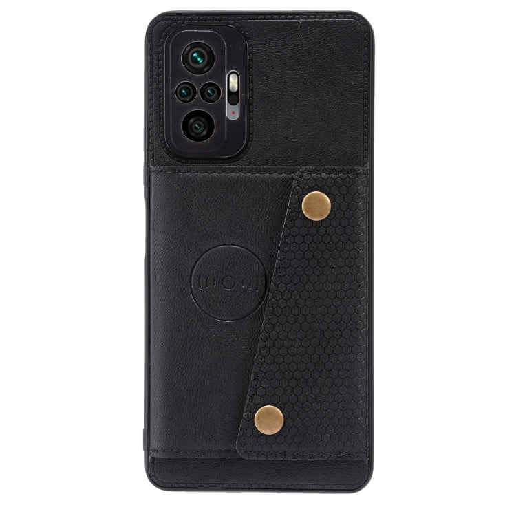 For Xiaomi Redmi Note 10 Pro Max Double Buckle PU + TPU Shockproof Magnetic Protective Case with Card Slot & Holder(Black) - Xiaomi Cases by buy2fix | Online Shopping UK | buy2fix