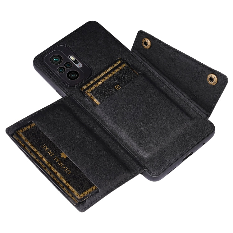 For Xiaomi Redmi Note 10 Pro Max Double Buckle PU + TPU Shockproof Magnetic Protective Case with Card Slot & Holder(Black) - Xiaomi Cases by buy2fix | Online Shopping UK | buy2fix