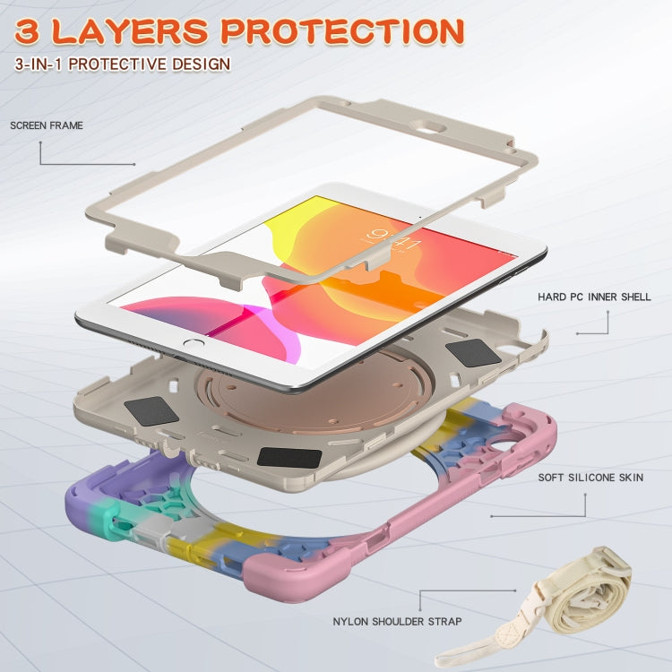Silicone + PC Protective Case with Holder & Shoulder Strap For iPad mini 5 / 4(Rainbow Pink) - iPad mini (2019) / mini 5 Cases by buy2fix | Online Shopping UK | buy2fix