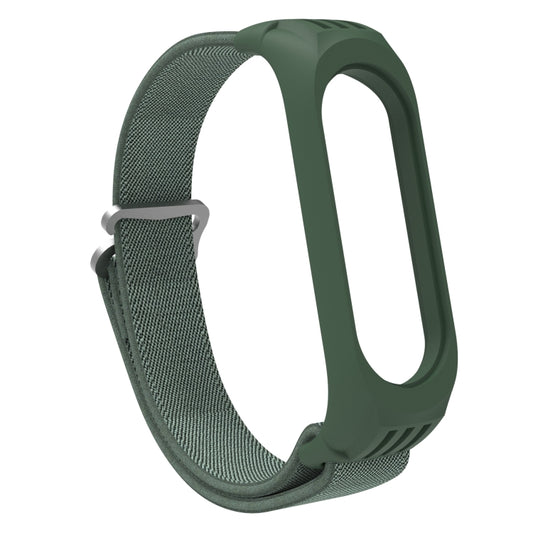 For Xiaomi Mi Band 6 / 5 / 4 / 3 9-shaped Buckle Twill Watch Band(Dark Green) by buy2fix