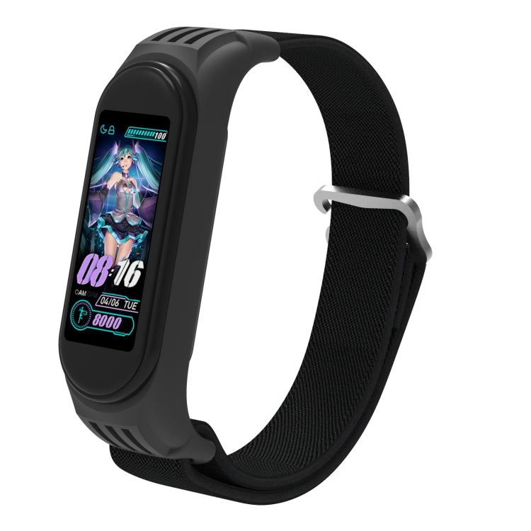 For Xiaomi Mi Band 6 / 5 / 4 / 3 9-shaped Buckle Twill Watch Band(Black) - Watch Bands by buy2fix | Online Shopping UK | buy2fix