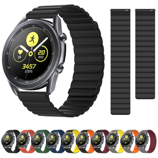 20mm For Samsung Smart Watch Universal Silicone Magnetic Watch Band(Black) by buy2fix