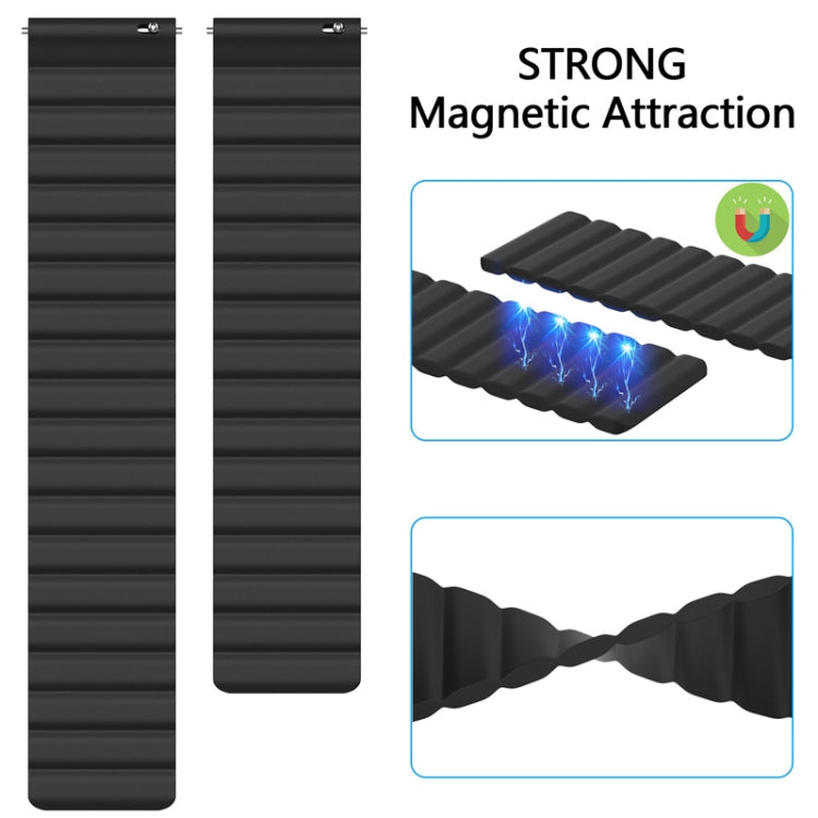 20mm For Samsung Smart Watch Universal Silicone Magnetic Watch Band(Black) - Watch Bands by buy2fix | Online Shopping UK | buy2fix