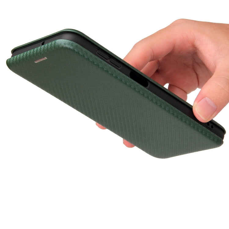 For Samsung Galaxy A22 4G Carbon Fiber Texture Horizontal Flip TPU + PC + PU Leather Case with Card Slot(Green) by buy2fix