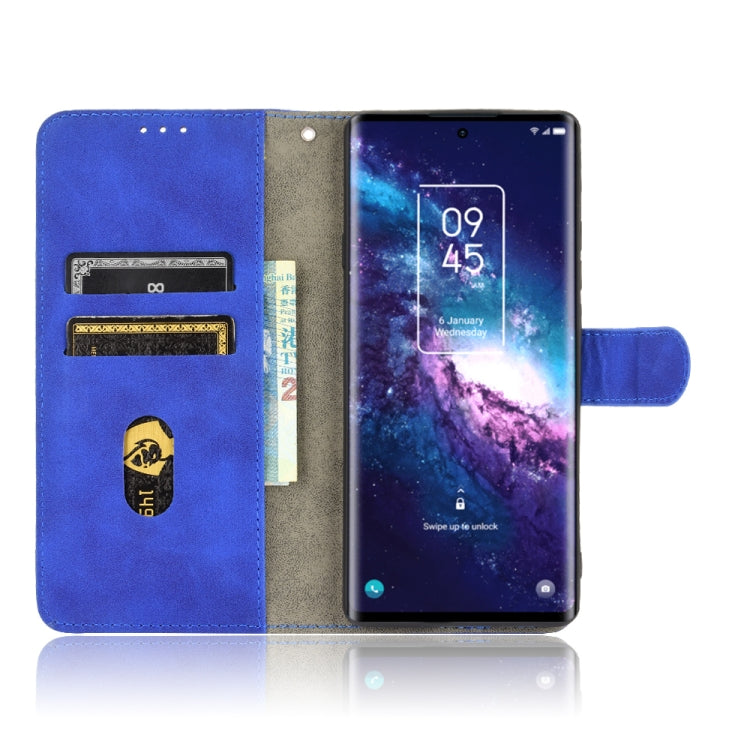 For TCL 20 Pro 5G Solid Color Skin Feel Magnetic Buckle Horizontal Flip Calf Texture PU Leather Case with Holder & Card Slots & Wallet(Blue) - TCL by buy2fix | Online Shopping UK | buy2fix