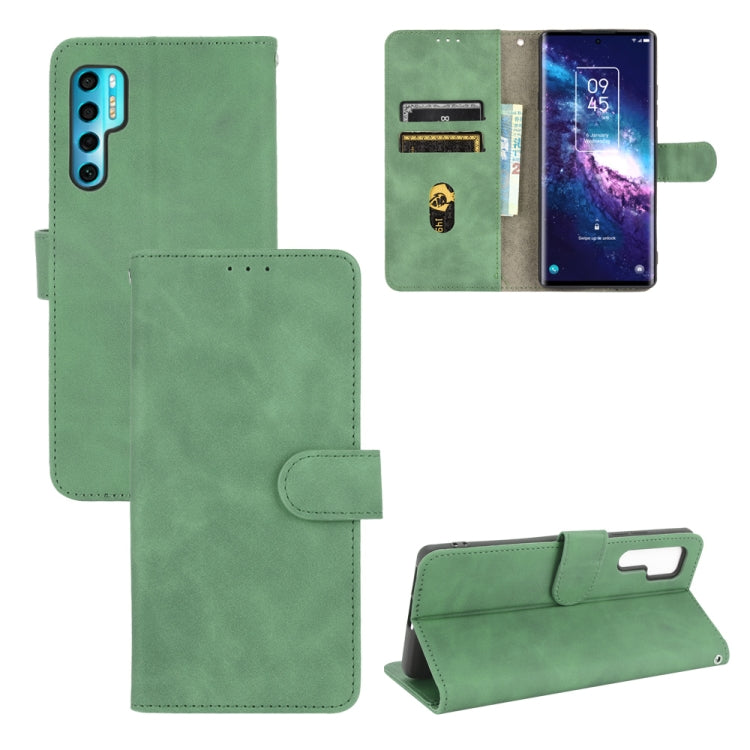 For TCL 20 Pro 5G Solid Color Skin Feel Magnetic Buckle Horizontal Flip Calf Texture PU Leather Case with Holder & Card Slots & Wallet(Green) - TCL by buy2fix | Online Shopping UK | buy2fix