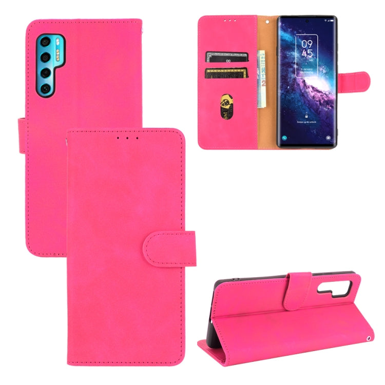 For TCL 20 Pro 5G Solid Color Skin Feel Magnetic Buckle Horizontal Flip Calf Texture PU Leather Case with Holder & Card Slots & Wallet(Rose Red) - TCL by buy2fix | Online Shopping UK | buy2fix