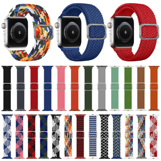 Buckle Braided Elastic Strap Watch Band For Apple Watch Series 9&8&7 41mm / SE 3&SE 2&6&SE&5&4 40mm / 3&2&1 38mm(Blue White) by buy2fix