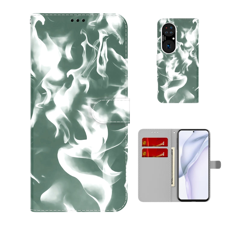 For Huawei P50 Pro Cloud Fog Pattern Horizontal Flip Leather Case with Holder & Card Slot & Wallet(Dark Green) - Huawei Cases by buy2fix | Online Shopping UK | buy2fix