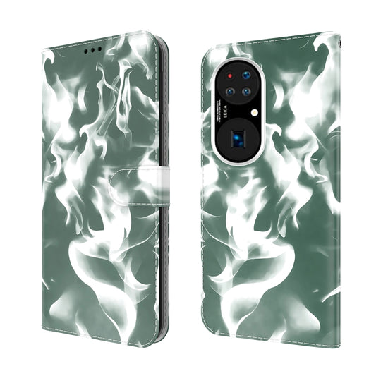 For Huawei P50 Pro Cloud Fog Pattern Horizontal Flip Leather Case with Holder & Card Slot & Wallet(Dark Green) by buy2fix