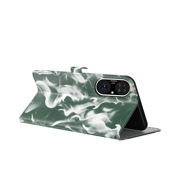 For Huawei P50 Pro Cloud Fog Pattern Horizontal Flip Leather Case with Holder & Card Slot & Wallet(Dark Green) - Huawei Cases by buy2fix | Online Shopping UK | buy2fix
