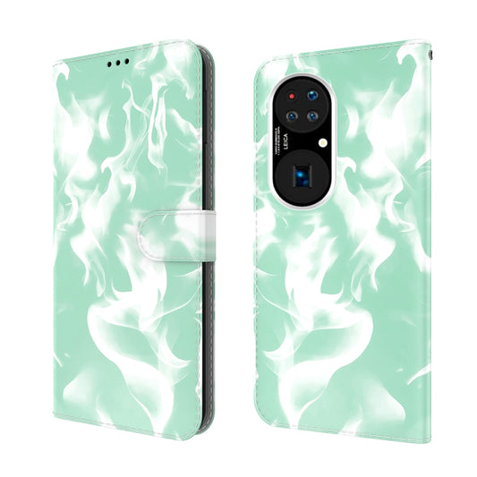 For Huawei P50 Pro Cloud Fog Pattern Horizontal Flip Leather Case with Holder & Card Slot & Wallet(Mint Green) by buy2fix