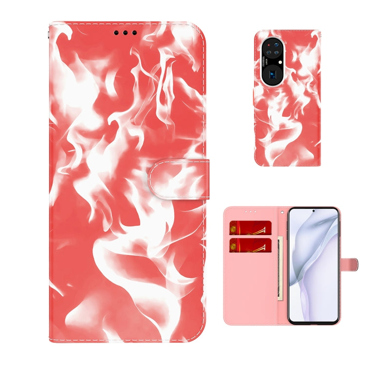 For Huawei P50 Pro Cloud Fog Pattern Horizontal Flip Leather Case with Holder & Card Slot & Wallet(Red) - Huawei Cases by buy2fix | Online Shopping UK | buy2fix
