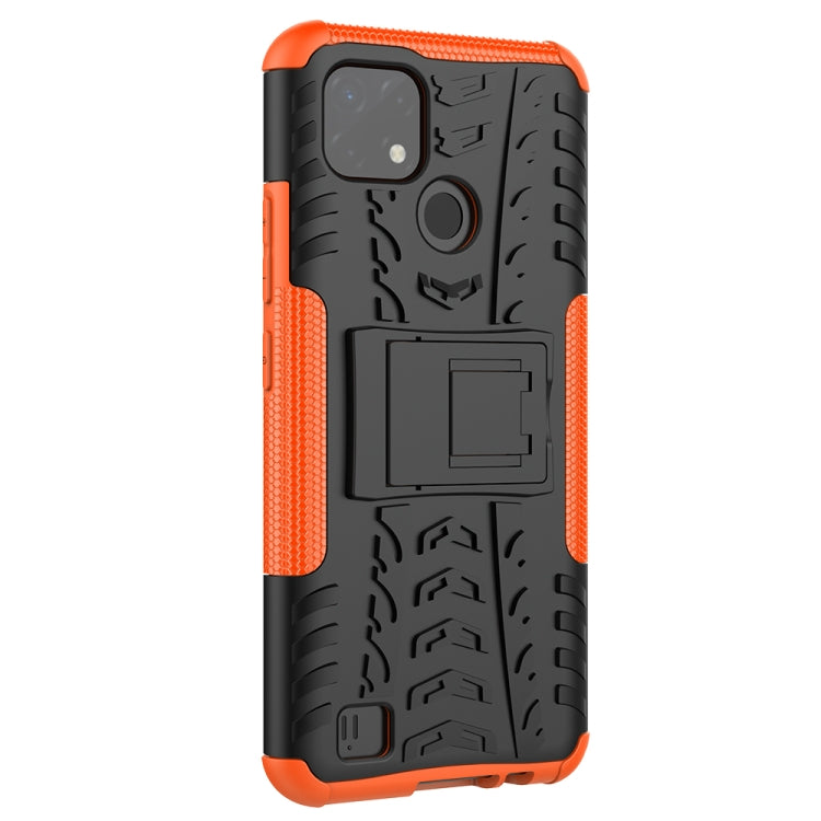 For OPPO Realme C21 / C20 Tire Texture Shockproof TPU+PC Protective Case with Holder(Orange) - Realme Cases by buy2fix | Online Shopping UK | buy2fix