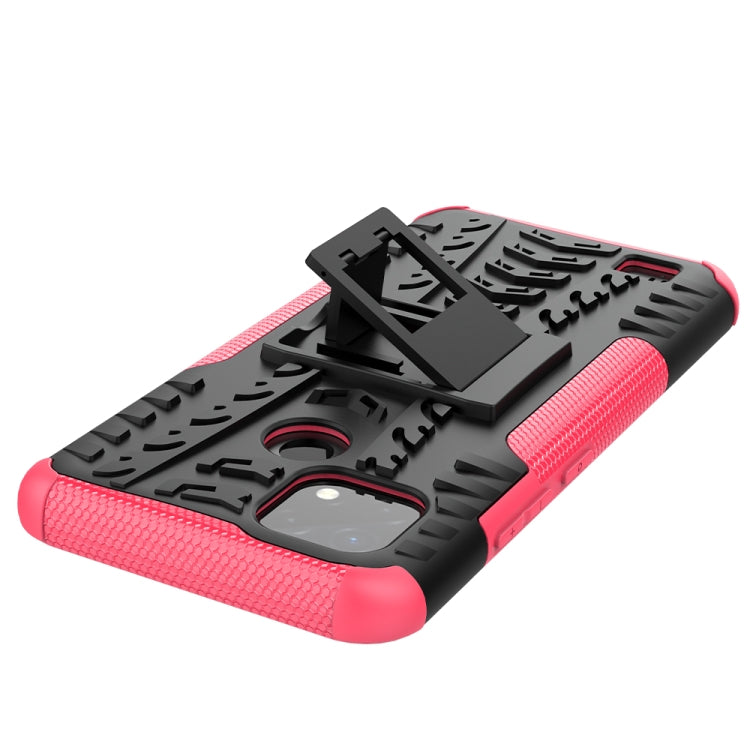 For OPPO Realme C21 / C20 Tire Texture Shockproof TPU+PC Protective Case with Holder(Pink) - Realme Cases by buy2fix | Online Shopping UK | buy2fix