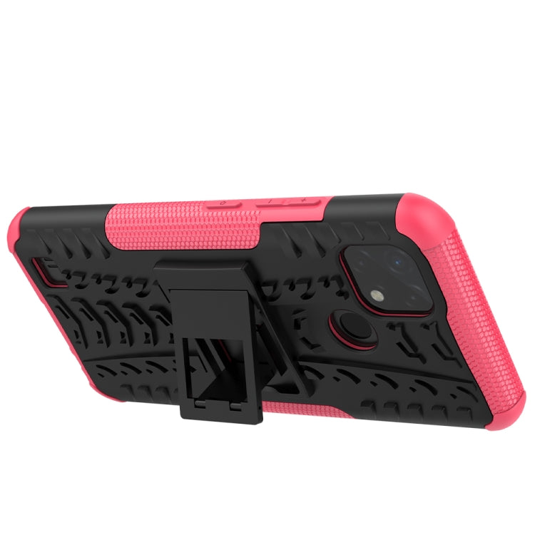For OPPO Realme C21 / C20 Tire Texture Shockproof TPU+PC Protective Case with Holder(Pink) - Realme Cases by buy2fix | Online Shopping UK | buy2fix