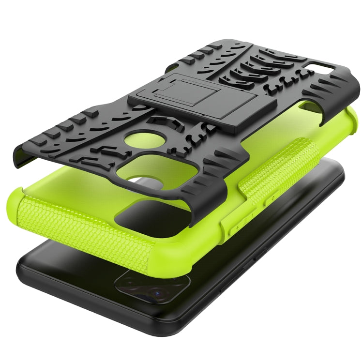 For OPPO Realme C21 / C20 Tire Texture Shockproof TPU+PC Protective Case with Holder(Green) - Realme Cases by buy2fix | Online Shopping UK | buy2fix