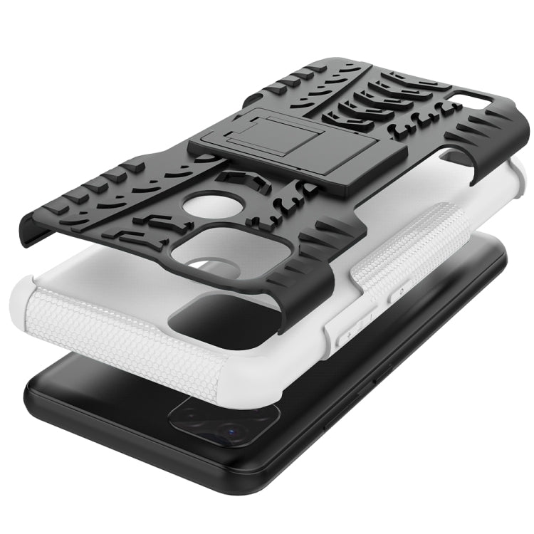 For OPPO Realme C21 / C20 Tire Texture Shockproof TPU+PC Protective Case with Holder(White) - Realme Cases by buy2fix | Online Shopping UK | buy2fix