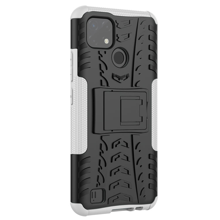 For OPPO Realme C21 / C20 Tire Texture Shockproof TPU+PC Protective Case with Holder(White) - Realme Cases by buy2fix | Online Shopping UK | buy2fix