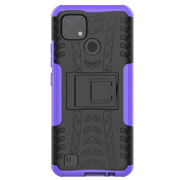 For OPPO Realme C21 / C20 Tire Texture Shockproof TPU+PC Protective Case with Holder(Purple) - Realme Cases by buy2fix | Online Shopping UK | buy2fix